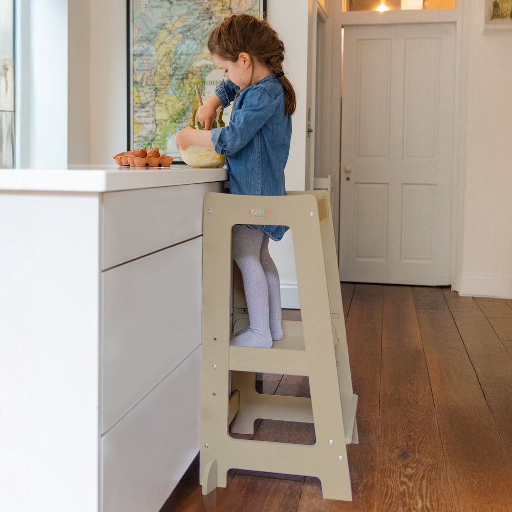 Our Montessori Toddler Tower with adjustable step