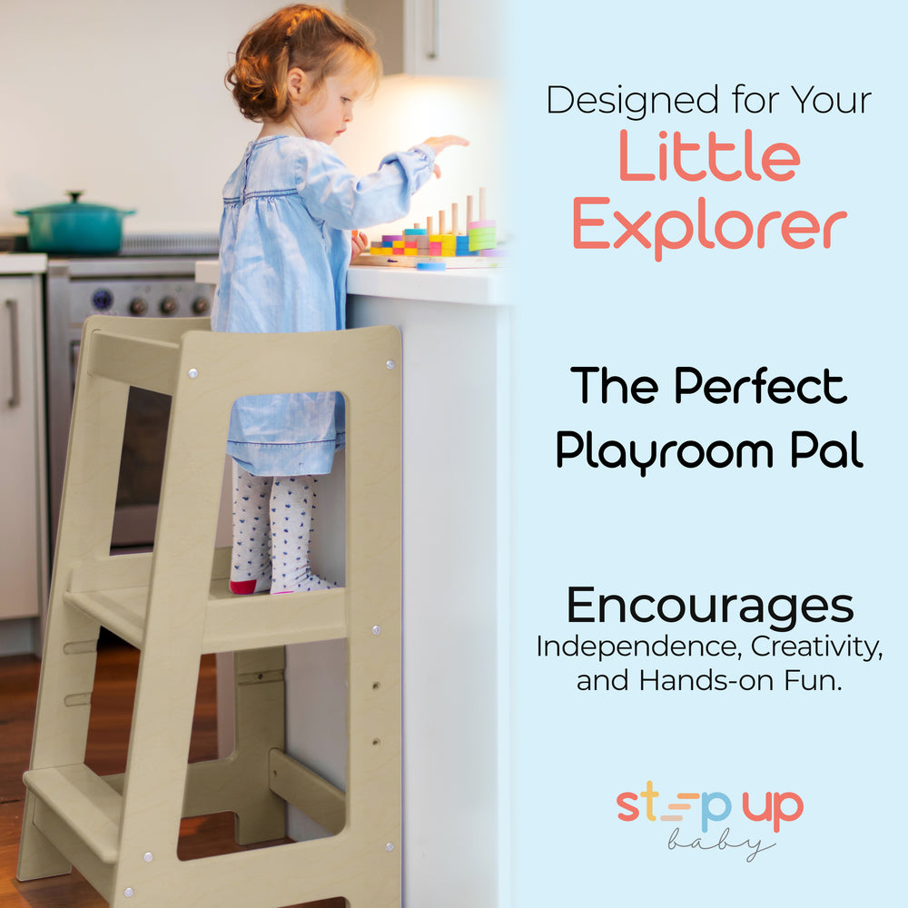 Our Montessori Toddler Tower with adjustable step