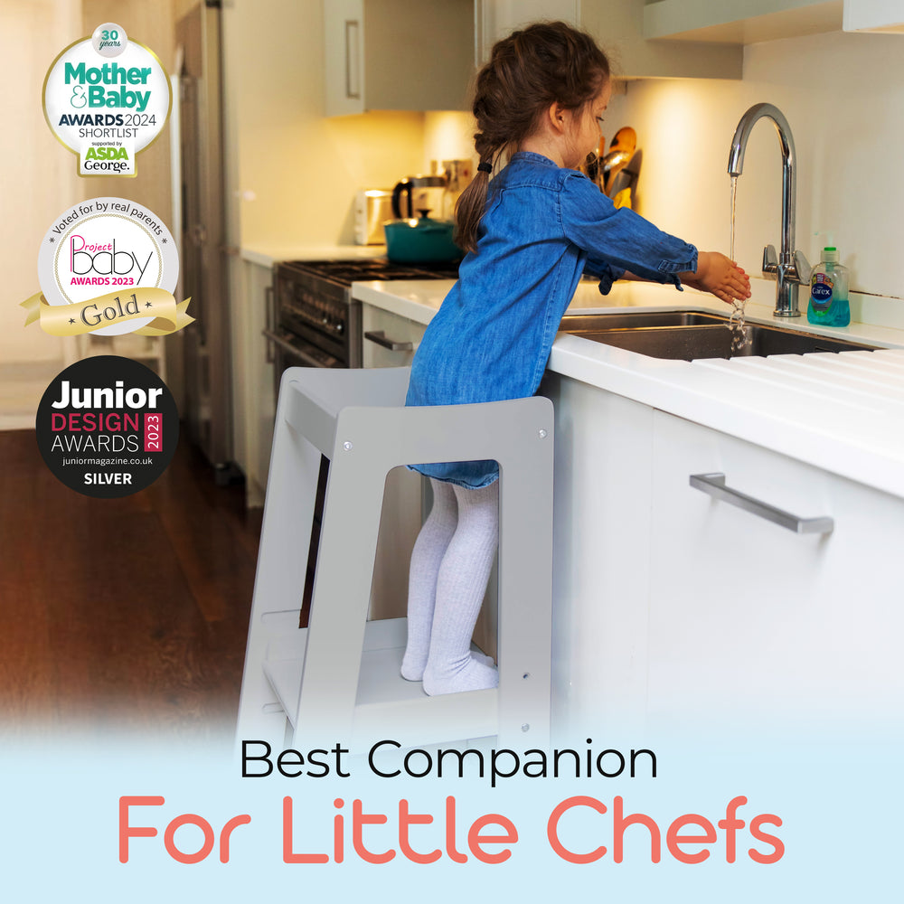 Our Montessori Toddler Tower with adjustable step