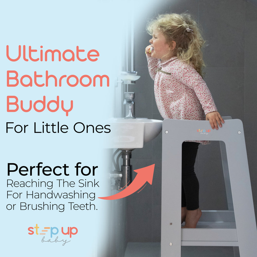 Our Montessori Toddler Tower with adjustable step