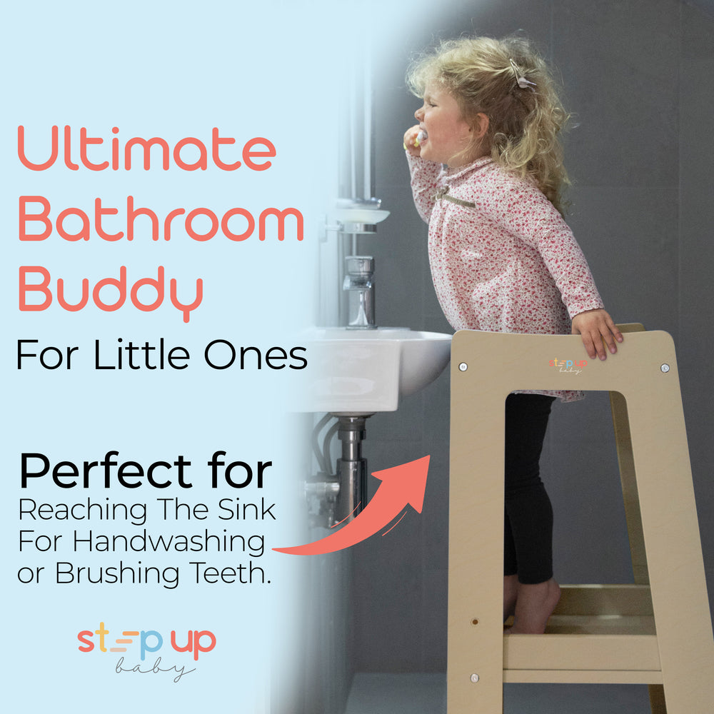 Our Montessori Toddler Tower with adjustable step
