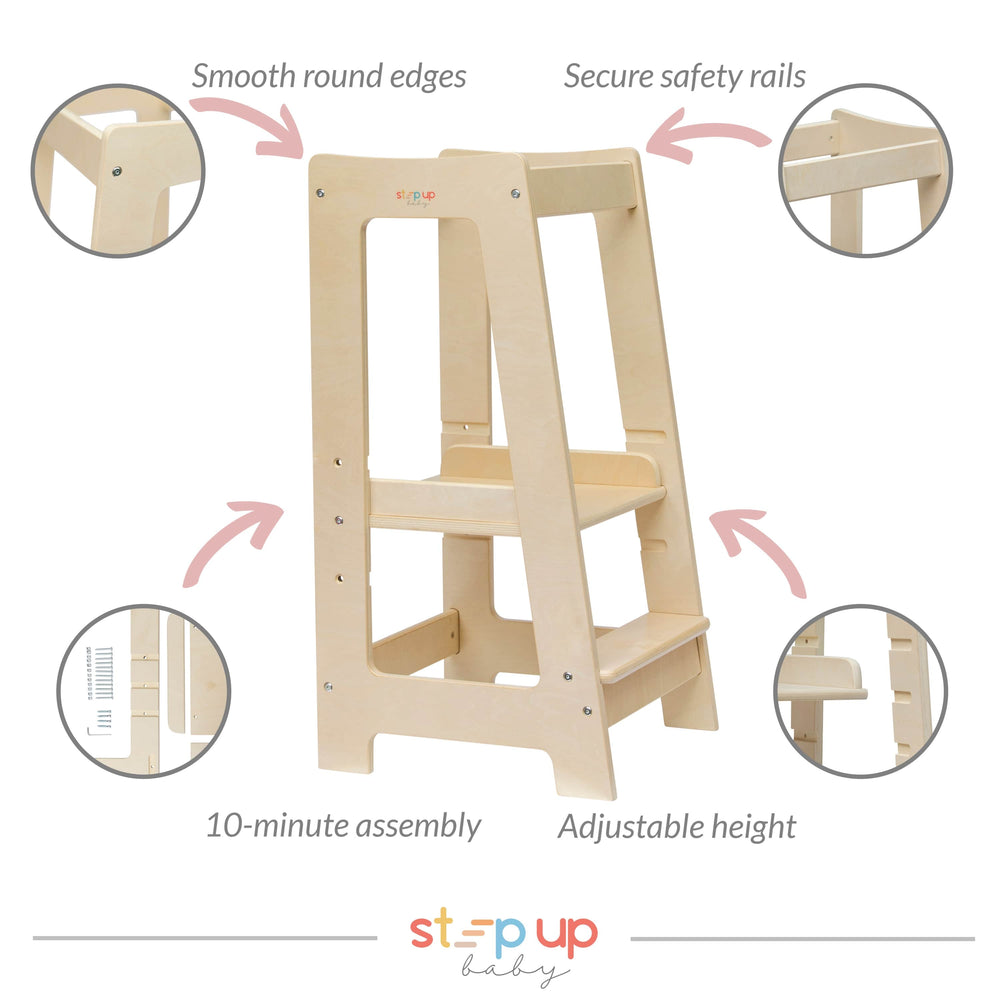 Our Montessori Toddler Tower with adjustable step