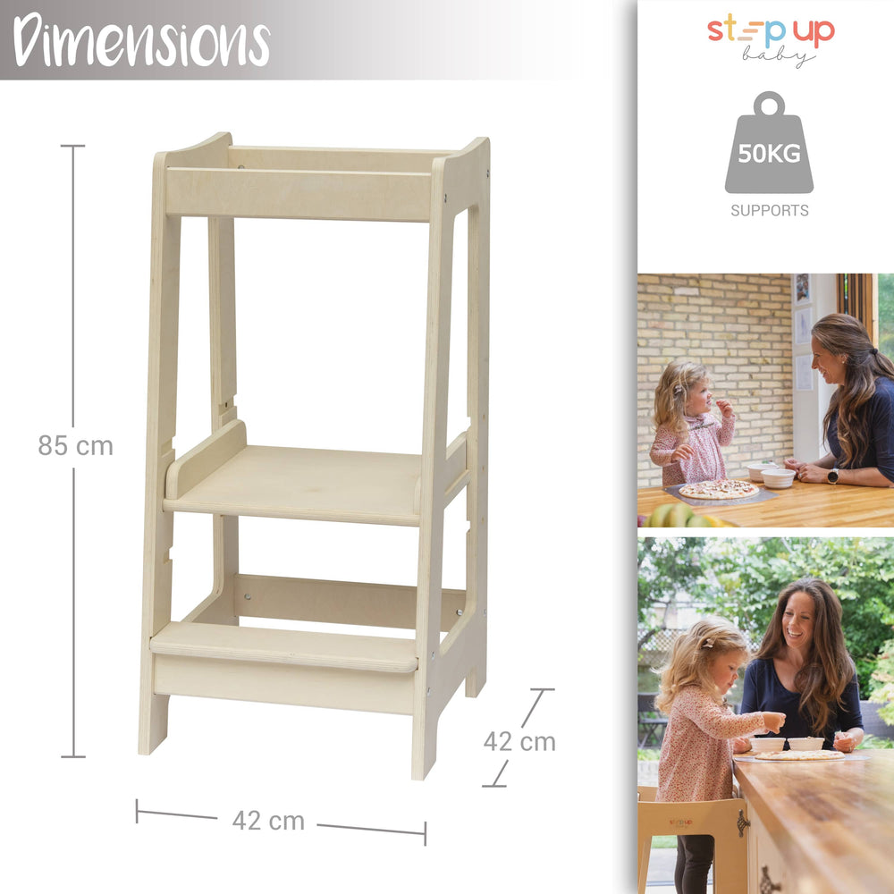 Our Montessori Toddler Tower with adjustable step