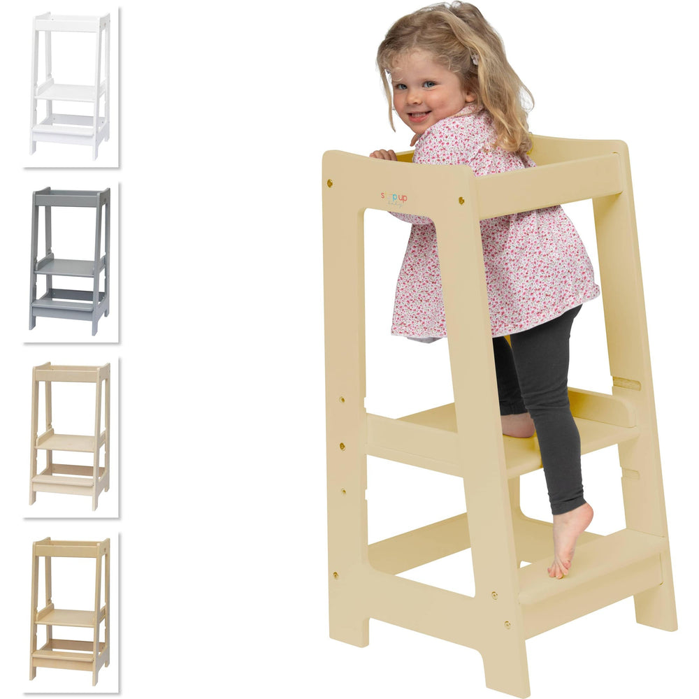 Our Montessori Toddler Tower with adjustable step