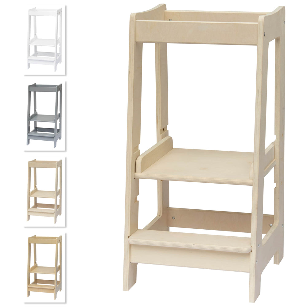 Our Montessori Toddler Tower with adjustable step