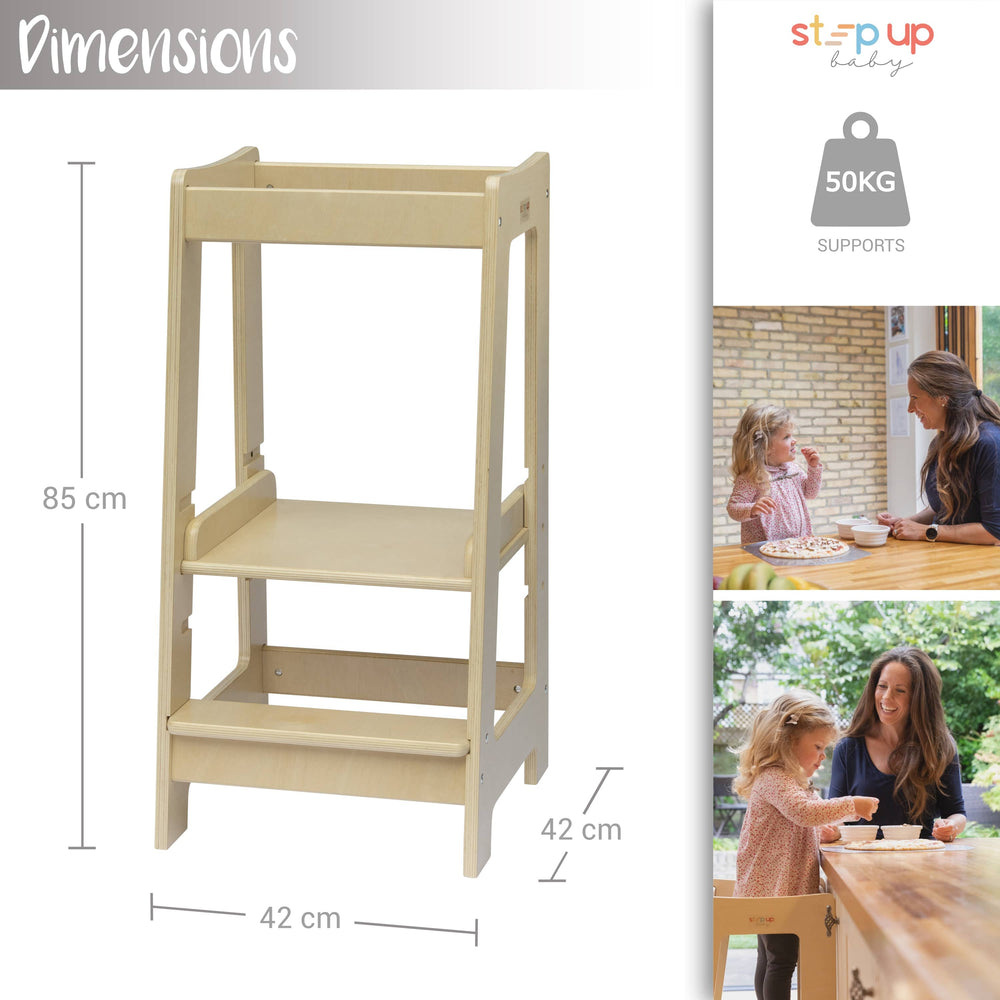 Our Montessori Toddler Tower with adjustable step